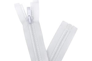 Sawoake #5 2 Stück 25 cm Trennende Jacke Reißverschlüsse zum Nähen Mäntel Jacke Reißverschluss Weiß geformte Kunststoff Reißverschlüsse Bulk Tailor DIY Nähwerkzeuge für Kleidungsstück/Taschen