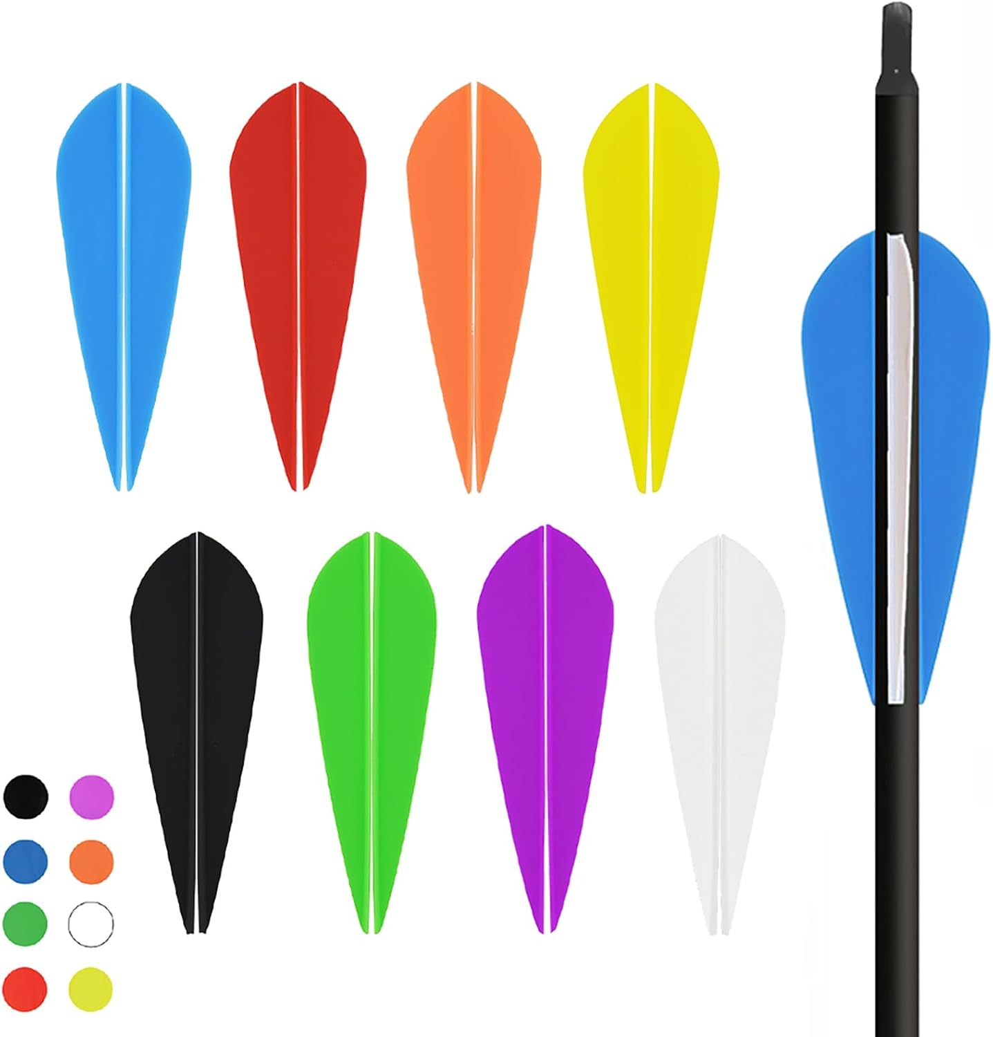 ZSHJG 100 pcs Goma Plumas de Flecha 3 Pulgadas El Plastico Flecha Plumas Fletches para la Caza DIY Flechas