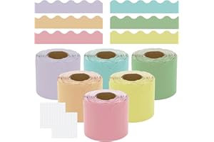 Acidea 196.8 ft Colorful Classroom Borders for Bulletin Board, 6 Rolls Pastel Bulletin Board Border Scalloped Bulletin Board Trim Bulletin Boards for Classroom Bulletin Board Decor, Macaroon Color