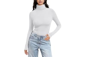 GÉNÉRIQUE T-Shirt à Manches Longues en Coton pour Femme Col Roulé - sous-Vêtement Grande Taille - T-Shirt Uni - Maillot de Corps Basique - Coupe Ajustée Pull élégant - Tunique Surdimensionnée Hauts