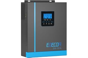 EDECOA 1600W Solar Hybrid Inverter 12V DC to 230V 240V AC Off-grid All-in-One Power Inverter with 80A MPPT Solar ChargerConrtoller, AC charger, PV Voltage Range 90-430Vdc