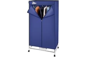 UTEN Electric Clothes Dryer Warm Air Drying Wardrobe Electric Clothes Drying Rack Double layer Stackable for Apartments 1500W Blue