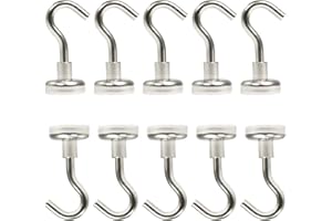 ‎MAGNET-KAUF [10 Stück] Magnethaken - Neodym Magnet Haken - 16mm - 6 KG extra Stark -Topfmagnet mit Gewinde M3- Magnethalter mit Haken zum aufhängen - Runde Flachgreifer