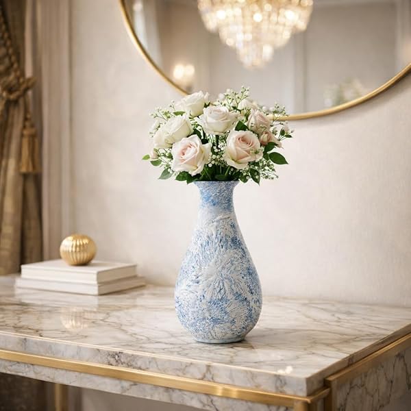 Buy Ram Gopal Blue Pottery Ceramic Flower Vase (12.5 cm x 12.5 cm