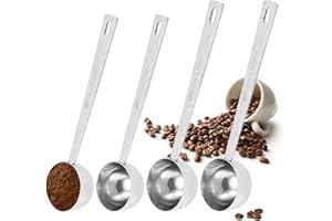 Suuwwn Kaffeelöffel Edelstahl,4 Stück Kaffeelöffel Portionierer mit Langem Griff,Messlöffel Edelstahl,Kaffeelot,Kaffeedosierlöffel,Kaffeeportionierer von Kaffee, Puderzucker und Milch (15ml,30ml)