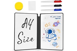 TYBYBB Lavagna bianca piccola, 24 x 16,5 cm, lavabile, formato A5, con 3 penne, 1 spugna per lavagna bianca e 1 panno per lavagna bianca, per appunti, elenchi, promemoria
