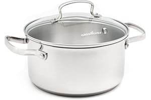 GreenChef Profile Plus Faitout en Céramique Antiadhésive Saine en Acier Inoxydable de 20cm/3,1 Litre avec Couvercle en Verre Trempé, Convient à l'induction, Robuste, Va au four jusqu'à 200˚C, Argent
