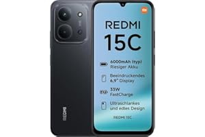 Xiaomi Redmi 15C Smartphone from 8 + 256 GB, Black Midnight, Screen of 6.9 Inch 120 Hz, MediaTek Helio G81-Ultr, Camera from 50MP, Charger Included | 18 Month Local warranty