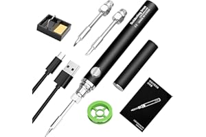 KKMOL zestaw do lutowania, akumulator USB do lutowania z 3 stopniami regulacji temperatury 330°C – 450°C, 3 groty lutownicze, stojak do lutownicy, drut lutowniczy, profesjonalna bezpieczna lutownica