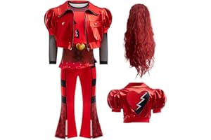 DGMYFY Descendientes 4 the Rise of Red Disfraces para Niña,con Chaqueta y Peluca,Disfraz Descendant niña para Fiesta de Cumpleaños Espectáculo Escénico Celebración Familiar Carnaval Halloween Juego de Roles