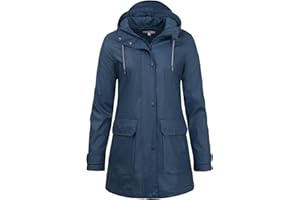 rhythm of the rain Regenjacke Damen Wasserdicht Regenmantel Gefüttert Atmungsaktiv Übergangsjacke Damen Jacke Frühling Friesennerz PU Regenparka Regenjacke mit Kapuze Softshelljacke