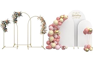 TopDirect Set of 3 Arch Backdrop Stand and Cover Set, 4FT, 5FT, 6FT Backdrop Arch for Birthday Party Baby Shower Wedding Ceremony Banquet Decoration, White Arch Backdrop Cover