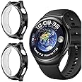Niboow Case [2 Pack] for Huawei Watch 4, with Screen Protector, Flexible TPU Shockproof Scratch Proof Cover Case for Huawei Watch 4 - Black + Black