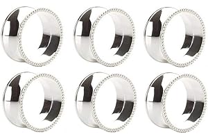 Yalulu 6 Pcs Serviette Rings Napkin Holder Wedding Banquet Party Dinner Home Table Decoration (Silver)