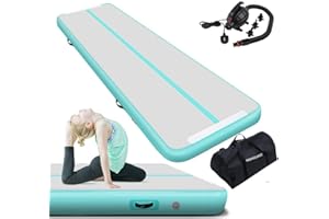 RISINGUKST Tappetino da Ginnastica 3 m / 4 m / 5 m / 6 m Tappetino Ginnastica Artistica da casa 10cm/20cm Spessore Gonfiabile Artistica Air Track Tappetino da Allenamento con Pompa Elettrica