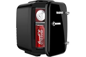 YASHE Mini Fridge, 4 Liter/6 Cans Small Fridgerator for Bedroom, AC/DC Thermoelectric Cooler and Warmer for Skincare Drink Office Dorm Car, Black