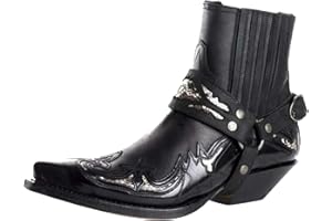 ABFRCVFY Stivali da moto da uomo Western Cowboy Stivaletti Retro a punta tacco basso in pelle Stivali da motociclista Stivali Hort Stivali da cavallo