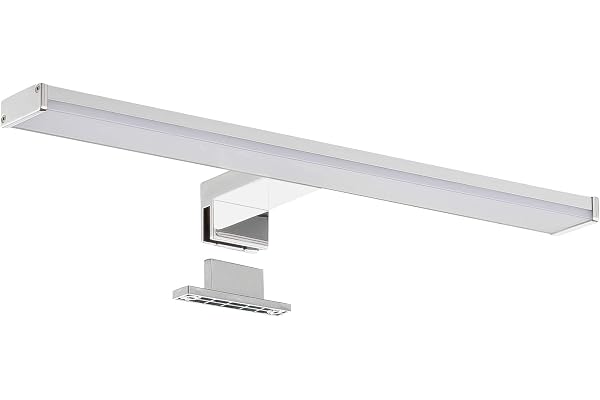 SEBSON LED Spegellampa 40cm 8W 600lm neutral vit 4000K - Spegel ljus Badrum IP44 - Klämlampa + Ytmonterad - Sminklampa 400x108x44mm - Aluminium