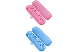 JUNFEIXUAN 2 Pcs Travel Toothbrush Cover Toothbrush Case Compatible with Oral B & Philips Electric Toothbrush Travel Case (Pink&Blue)