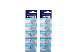 BORUIT CR2032 Battery 3 Volt Lithium Coin Cell 2032 Batteries 10 Pack (2x5 Pack) In Original Packaging for Watch, Car Key, Calculator, Electronic Scale