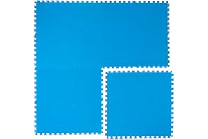 EYEPOWER EVA Puzzle Mat for covering protect bottom of swimming pool poolside shower 1cm THICK soft non-slip waterproof set of 4pcs 2,6qm expandable Blue