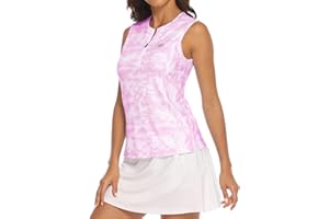 MoFiz Donna Senza Maniche Maglietta Canottiera Camicia Golf Tennis Estiva Traspirante con Cerniera