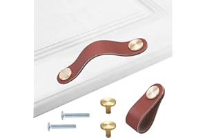 HY HUIJUN Ledergriffe Möbel;4 Stück Handgemachte Möbelgriffe Leder Knopf Schrankgriff Knöpfe für Ledergriff Küchenschränke Schränke