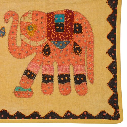 Imagen 2 de Elefante decorativo de pared Tapiz colgante, con tamaño de rosca y Patch Work 51 x 16 pulgadas