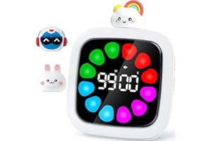 Yunbaoit Cyfrowy wizualny timer dla dzieci, cichy, 99-minutowy, z 19 dzwonkami, 9 opcjonalnych wyświetlaczy płatków kolorów, narzędzie do zarządzania czasem z funkcją pauzy (3 lalki)