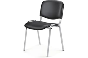 Topsit Chaise Visiteur, Chaise de conférence Structure en métal chromé, rembourée et avec revêtement en Similicuir, Chaise empilable, pour la Maison, Le Bureau, la réception, Les Pauses.
