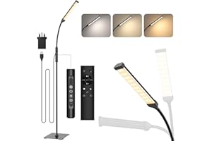 Mojimdo LED Floor Lamp with Remote, Touch Control Bright Floor Lamps, Dimmable 3 Color Modes&10 Brightness Standing Lamp, Gooseneck Reading Lamp for Living Room Bedroom Office-USB Adapter Included