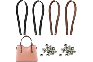 NECXON 2 Pairs Bag Handles for Bag Making, 23.6inch Leather Bag Handles PU Leather Handbag Handle Detachable Leather Bag Shoulder Strap for Bag Making (White & Light Brown)