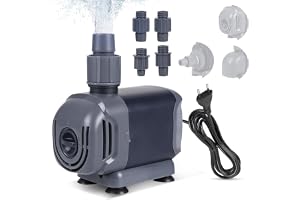 DBREAKS Nedsänkbar vattenpump för akvarium 25 W 1 500 L/H, 2 M mini justerbar akvariepump med 3 munstycken, 3-i-1 ultratyst v