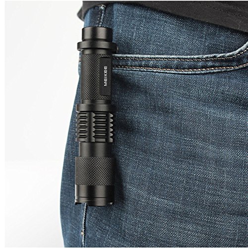 MeiKee LED Taschenlampe(400 Lumen Cree LED, IP65 Wasserfest, 3 Einstellungen Hell / Niedrig / Blinkfunktion), Schwarz … - 6