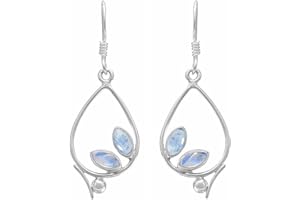 STERLING SILVER JEWELRY 2.29Cts Southwestern Style 925 Silver Plated Marquise Shape Natural Gemstones Earrings For Women, Handmade Bohemian Dangle Earrings