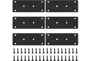 SYBDXJ 6 Pz Piastre Forate, Connettore Piatto Legno, Piastra di Connessione Connettore Metallico, Lamiera Forata Ferro Piatto, Supporto Nero Piastra Piana per Riparazione Mobili DIY, Spessore 3 mm/128x48 mm