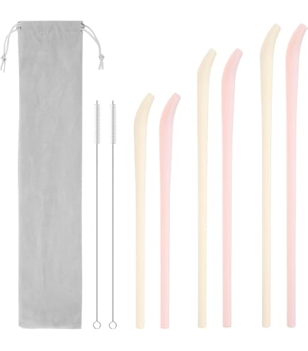 NiHome 6er Set Silikon-Trinkhalme Mit Bürste – Faltbar, Für Stanley Becher & Mehr