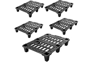 EMPOTEC Palettes de palettes 80 x 60 x 14 cm Poids 2,3 kg demi 1/2 banc en plastique très résistant, noir, idéal pour les expéditions avec bord périphérique, charge statique 600 kg, charge dynamique 250 kg,