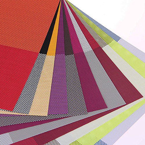 Addfun®Tischsets,Waschbar Gitter bunt Farbe Tabelle Mats Rutschfest Isolierung PVC Mats für Esstisch(Grün, 6er Set) - 2