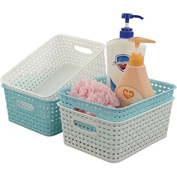 Hokky Kleine farbige Körbe zur Aufbewahrung, rechteckig, 5 Stück