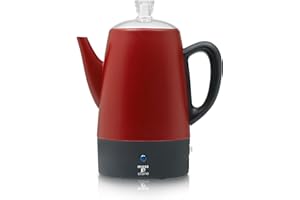 Moss & Stone Electric Coffee Percolator, Red Body with Stainless Steel Lid Coffee Maker, Percolator Electric Pot, Red Camping Coffee Pot 10 Cups