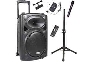 DYNASONIC - DYNAPRO 12 Plus (3ª Generación Pack Tripode) Altavoz Bluetooth Portatil Profesional, Altavoz Bluetooth Potente 700W 2 microfonos Karaoke, Soporte Tablet y tripode