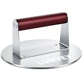 LUMVEX Smash Burger Professional Thick Stainless Steel, 16 cm Burger Press Non-stick Wooden Handle Press for Barbecue, Steak,