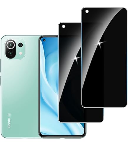 Aerku Verre Trempé Anti-espion Pour Xiaomi Mi 11 Lite 5G/4G/Ne, 2pcs Film Protection écran De Confidentialité Et 2pcs Caméra Arrière Protecteur, [9H