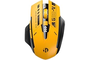 INPHIC Mouse Bluetooth, Mouse Wireless Ricaricabile (tri-mode: BT 5.0/4.0+2.4G), mouse portatile muto da 800-2400 DPI con indicatore di alimentazione per laptop, PC, Mac OS, giallo mecha