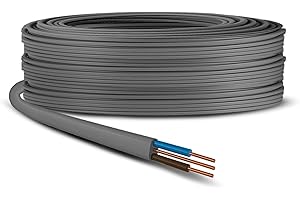 Primes DIY 2.5mm Twin & Earth Cable 6242Y – Flat Grey PVC Electrical Wire for Lighting, Power & Socket Circuits | BASEC Approved Electric Socket Cable (2 Metre)