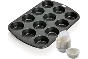 Original Kaiser Set di 2 teglie per muffin, teglia per muffin con pirottini in carta per 12 muffin 38 x 27 cm, teglia per cupcake con rivestimento antiaderente