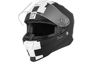 ORIGINE Casco Moto Integral con Visera para Adultos y Niños Homologado ECE (Contest Matt White Black,L)