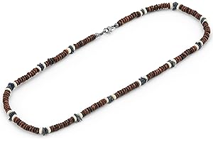 LOCAL LEAGUE Męskie Koraliki Australian Surfer Style Męski Naszyjnik Korale na Szyję dla Chłopaka, Surfera 46cm/ 53cm/ 62cm/ 74cm Wakacje Plaża Impreza Festiwal Surf Party Tribal