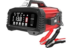 YIFASITE 25Amp Car Battery Charger, 12V/24V Lifepo4 Lead Acid Battery Charger, Upgraded Automobile Smart Trickle Battery Maintainer for AGM, Lithium, Motorcycle Boat Caravan